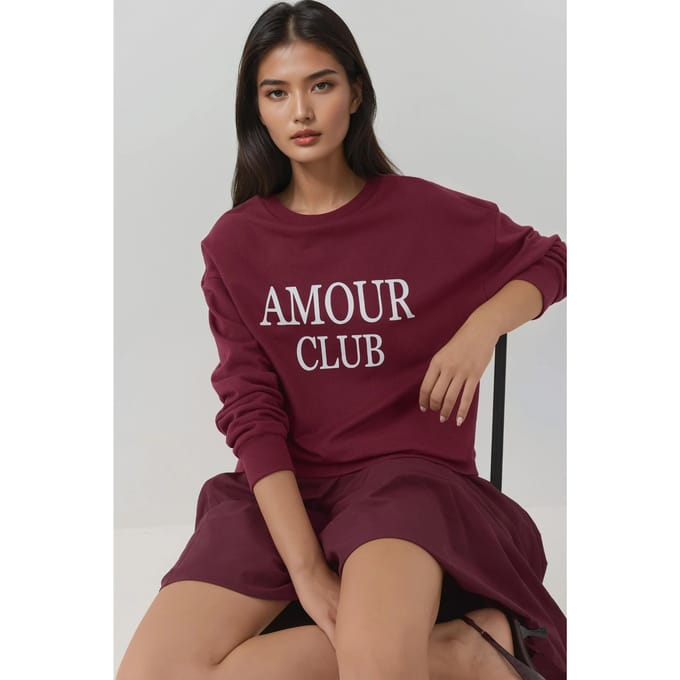Bedrukt Crew Neck Relaxed Fit Verhoogd Sweatshirt