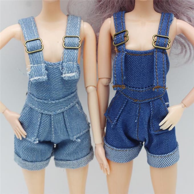 30cm Dools handgemaakte denim overall met wit overhemd poppenaccessoire mode kinderen geschenken speelgoed