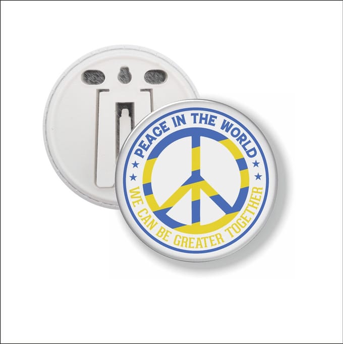 Button Met Clip - Peace In The World - Oekraine Vlag