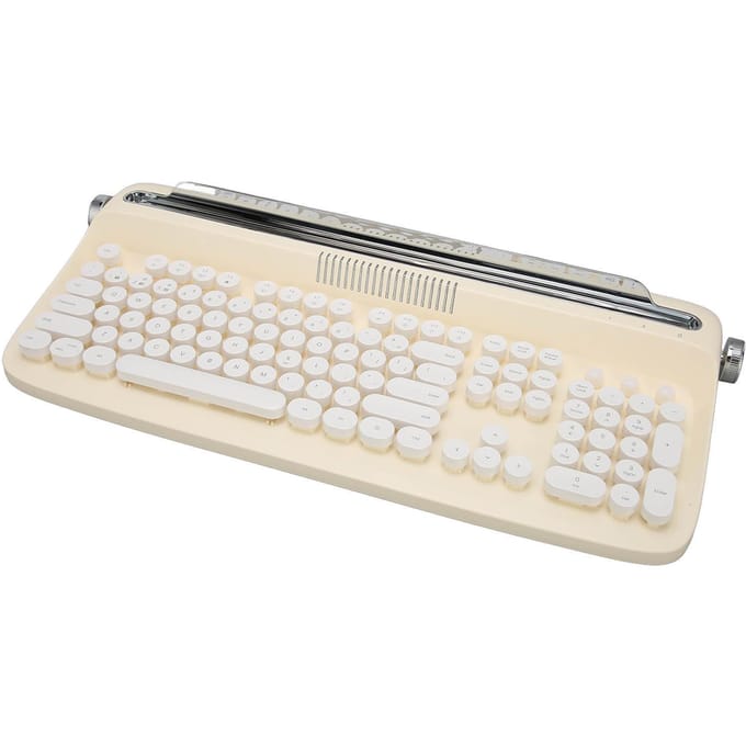 Draadloos typemachine toetsenbord Retro stijl 104 toetsen BT5.0 Geïntegreerde standaard Tablet toetsenbord voor Smart geel