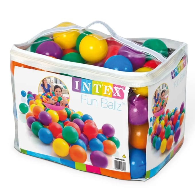 Intex Fun Ballz Plastic Ballen Set - 100 stuks, 8 cm, Assortiment Kleuren 49602 NP