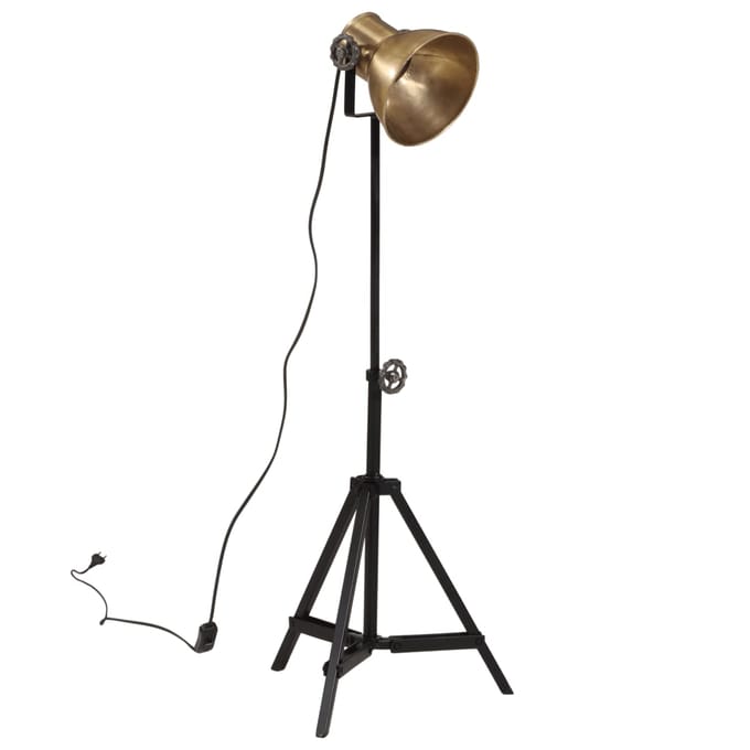 vidaXL Vloerlamp 25 W E27 35x35x65/95 cm antiek messingkleurig