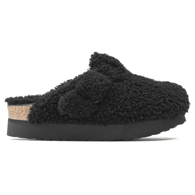 Damesklompen Papillio Boston Big Buckle Platform Fur