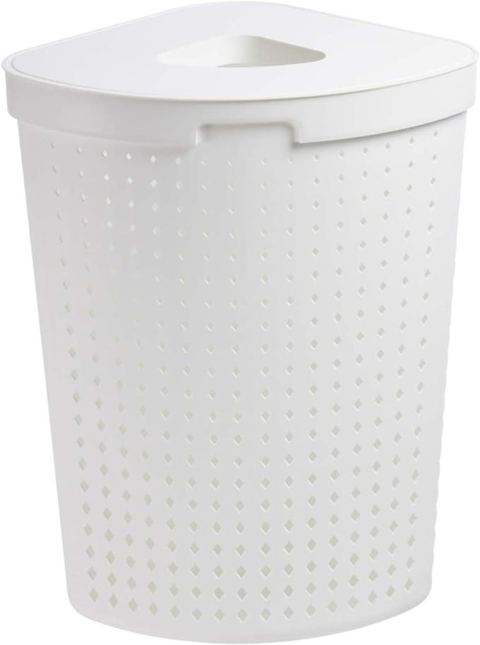 Wasmand met deksel - Wasopberger - Kleding sorteren - Scandinavisch design - 62 liter - Wit