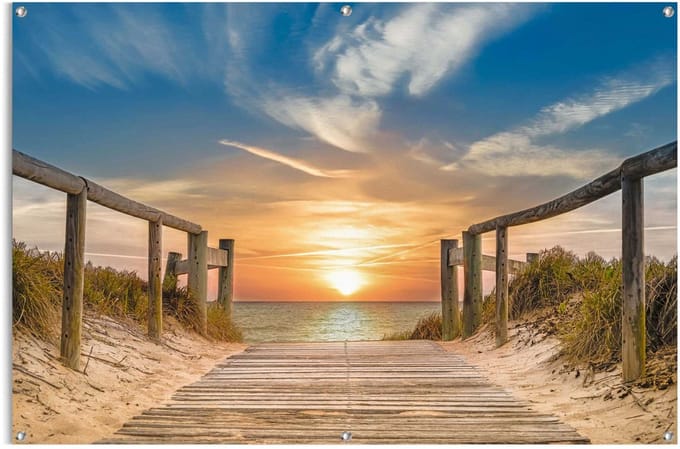 Tuinposter Zonsondergang aan het Strand - 80 x 120 - Canvas - REINDERS