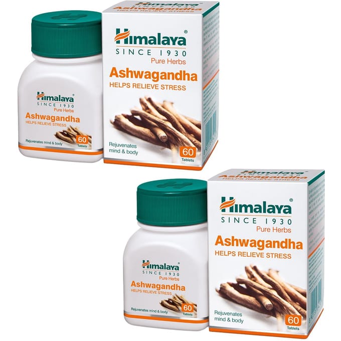 Himalaya Ashwagandha Algemene Welzijnstabletten Stressverlichting Energieboost Immuunondersteuning 60 Tabletten Pak van 2