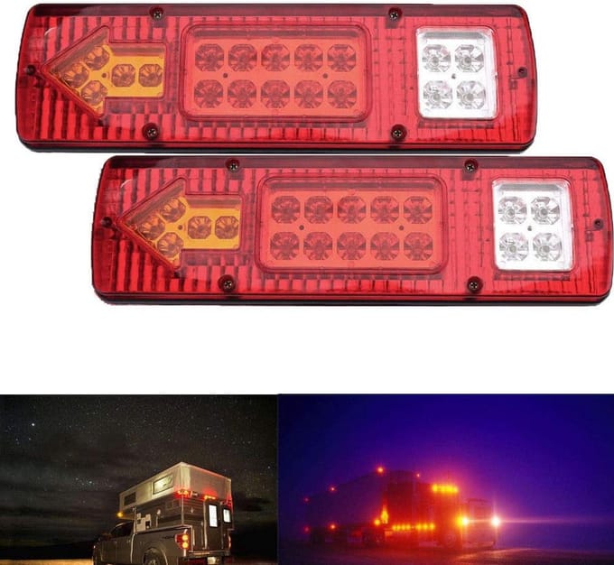 2 x LED Achterlicht - 19 LEDs - 12 V - Trailerverlichting voor Trucks - Caravans - Vans - Boottrailers