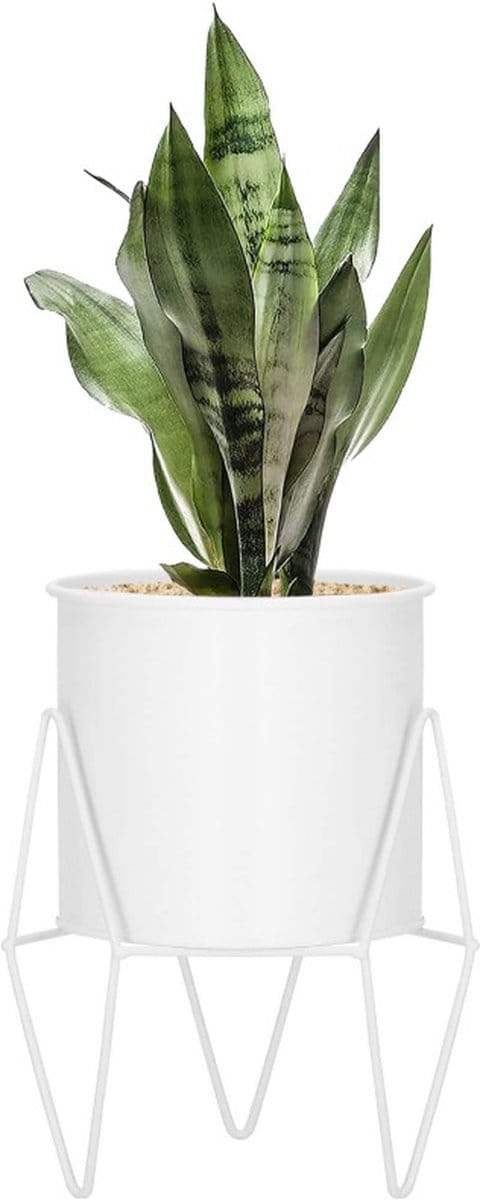 Springos Staande Bloempot | Plantenbakken | Bloempothouder | Metaal Wit | 22 cm
