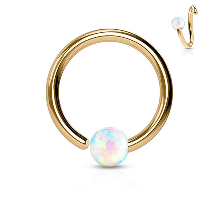 Piercing opal buigbare ring 0.8x8 - rose goud - LMPiercings