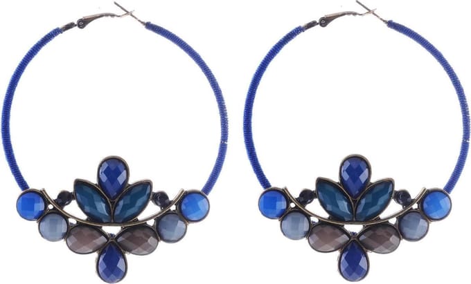 Behave - Grote Statement Oorbellen – Blauw Bruine Boho Chic Oorringen
