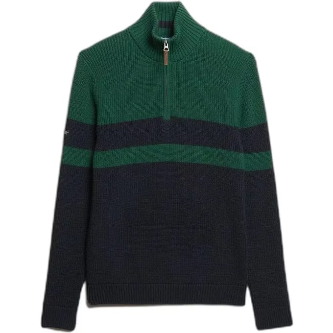 Superdry - Oversized Classics trui van katoen met halve rits en strepen - Dames - Sweaters