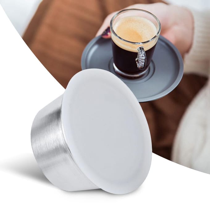 Herbruikbare, navulbare koffiecapsulebeker van roestvrij staal, geschikt voor Dolce Gusto-koffiezetapparaat, wit L wit