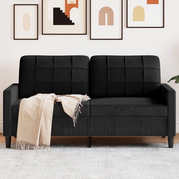 Vidaxl Bank 2-persoons, Zwart, 140 Cm, Bekleed met Fluweel