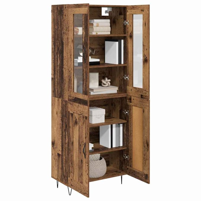 vidaXL - Highboard - Oud - Hout - 69,5 - x - 34 - x - 90 - cm - Bewerkt - hout