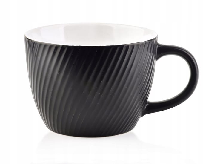 Affek Design Sally Lines Zwarte Keramiek Mok 480ml - Mat & Wrijven