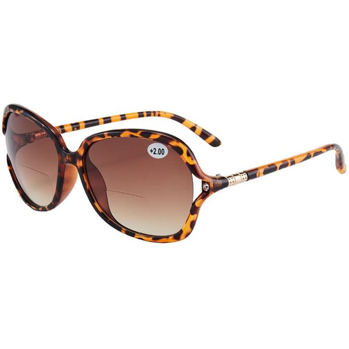 Lunettes de soleil bifocales papillon grandes pour femmes à la mode, lunettes de lecture vintage à double usage +150 léopard