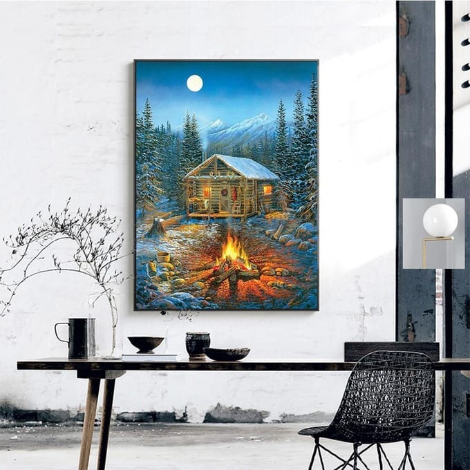 Peinture de diamant 5D panoramique, broderie complète de nuit ronde, image en strass, vente 20X30 blue