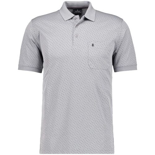 Ragman Polo Softknit Allover Dot Pattern Zilvergrijs / male