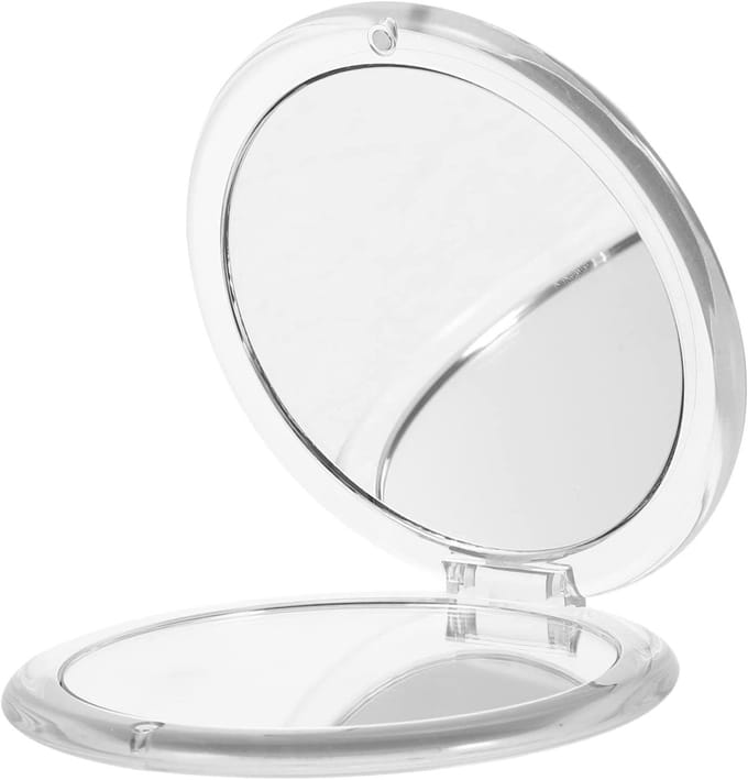 Compacte Spiegel - Make-up spiegel - Make-up bijwerken - 5x Vergroting - 9 cm Rond - Grijs