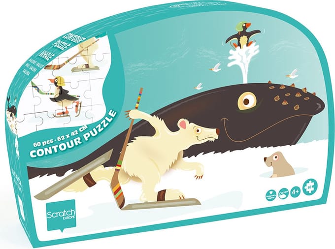 SCRATCH Contour Puzzel - Walvis - 61.7X41.9X0.25Cm - 60 Stukjes - 4 Jaar