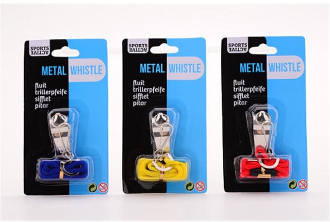 Hobby Mate Whistle with string on blister card. Ass.