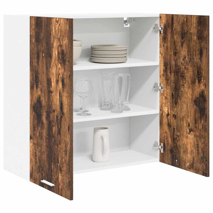 vidaXL - Hangkast - Gerookt - eiken - 80 - x - 31 - x - 80 - cm - Bewerkt - hout