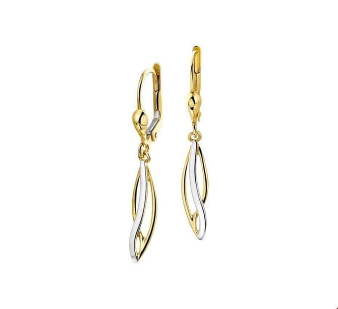 oorhangers brisur haak bicolor gestift 14K geelgoud 4017316