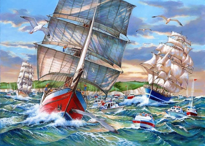 House of Puzzles legpuzzel Tall Ships 1000 stukjes karton.