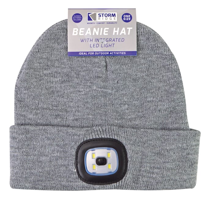Led-muts voor dames | Dames gebreide oplaadbare muts | Wintermuts met hoofdlamp - Grijs