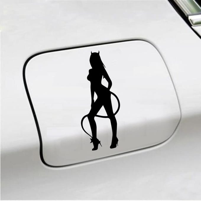 Bumpersticker - Vrouw Duivel - 7 X 16,5 - Zwart