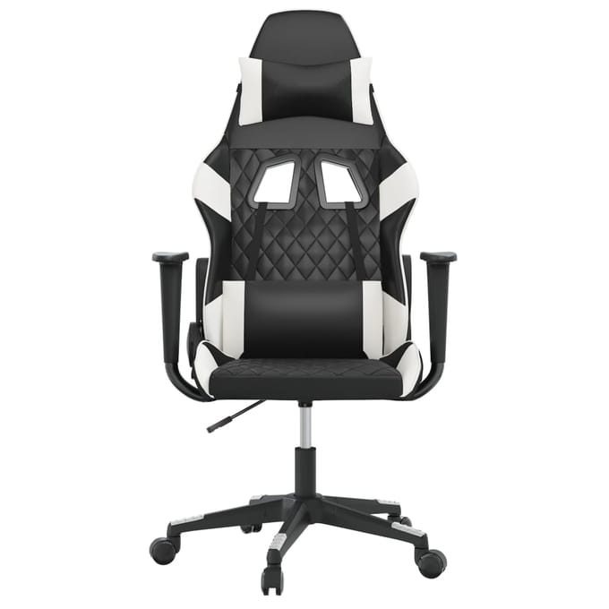vidaXL - Massage - gamestoel - kunstleer - zwart - en - wit