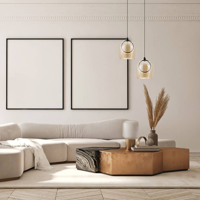 Zambelis Hanglamp 23079, goudkleurig, 1-lamp, glas, Ø 20 cm