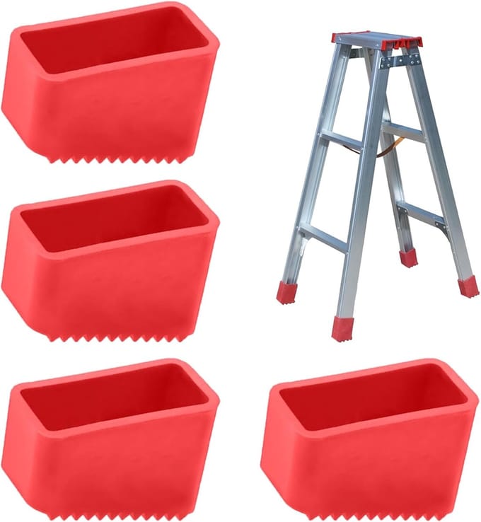 Laddervoethoezen - Trapdoppen - Veiligheid Verhogend - Antislip Rubber - 4 stuks - Rood