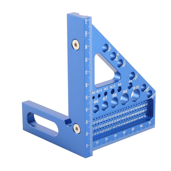 Règle de mesure multi-angle en alliage d'aluminium pour le travail du bois, le bricolage, le traçage utilitaire bleu