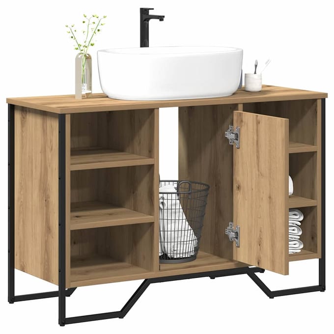 vidaXL - Wastafel - kabinet - voor - de - badkamer - Artisan - Eiken - 91 - x - 35 - x - 60 - cm