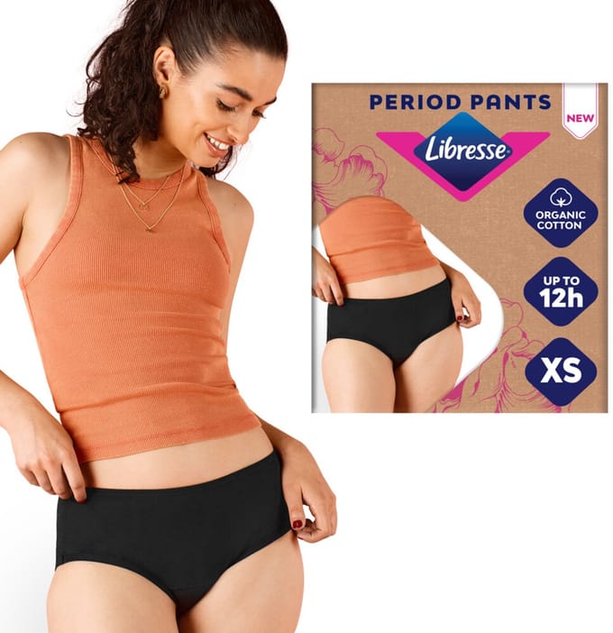 Libresse Menstruatie Ondergoed Wasbaar - zwart biologisch katoen - Extra Small