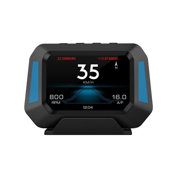 Multifunctionele Boordcomputer P21 HUD Autometer, OBD Diagnose en Hellingmeter Snelheidsmeter Veilig zwart