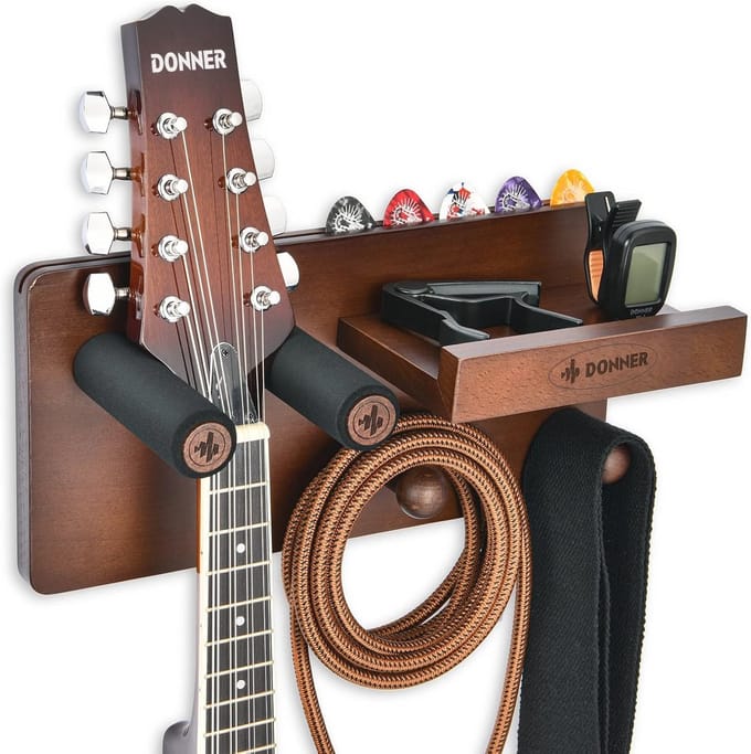 Multifunctionele Gitaar Wandmontagehanger met Plectrumhouder en Accessoirehaken