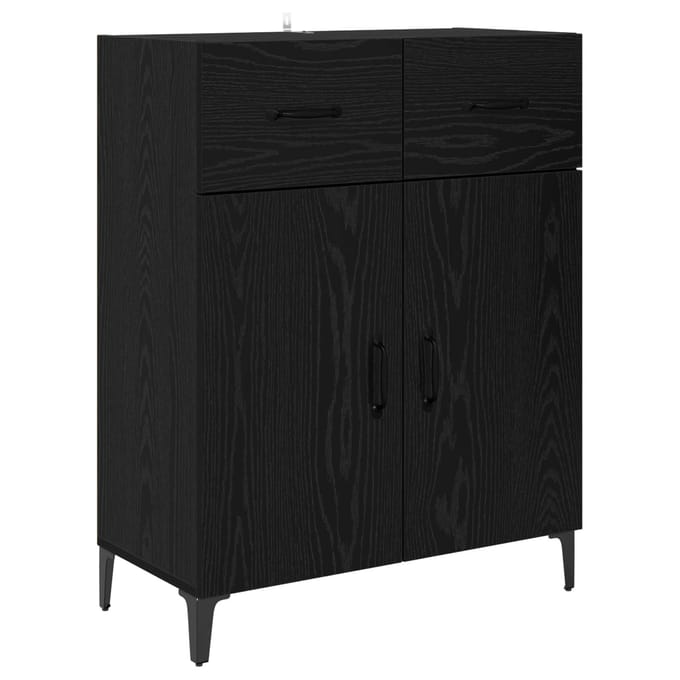 vidaXL - Dressoir - Zwart - Eiken - 69,5 - x - 34 - x - 90 - cm - Bewerkt - hout