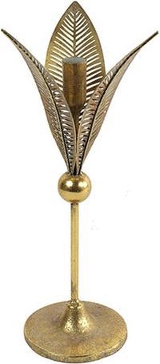 Decostar Kandelaar met Bladeren | Goud | 18,5 x 34 cm