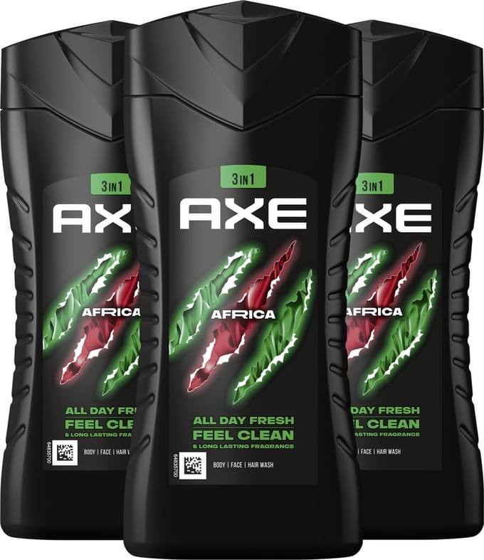 Axe 3-in-1 Douchegel - Africa - 3 x 250 ml - Voordeelverpakking