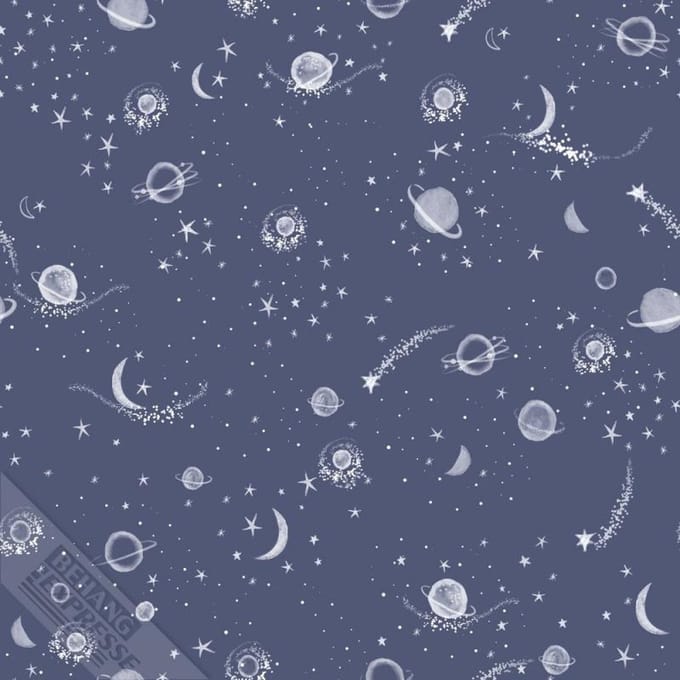 INGK Behang - Puck & Rose - Kinderbehang - Glow In The Dark Ruimte Blauw