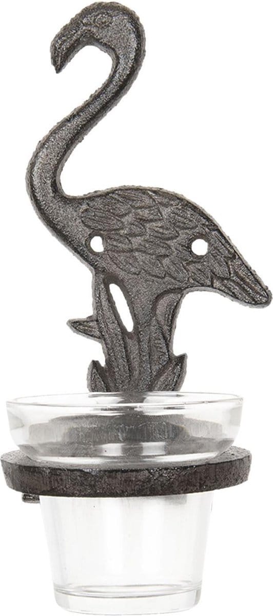 Clayre & Eef Theelichthouder 8x12x19 cm Bruin IJzer Flamingo