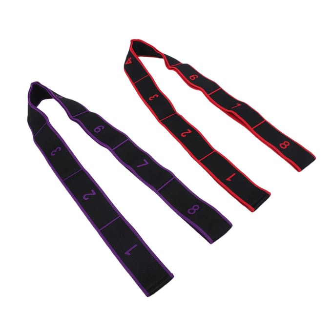 2PCS Bande de Résistance Élastique Numérotée 8 Sections Bande de Résistance Élastique Fitness pour Étirement et Yoga black