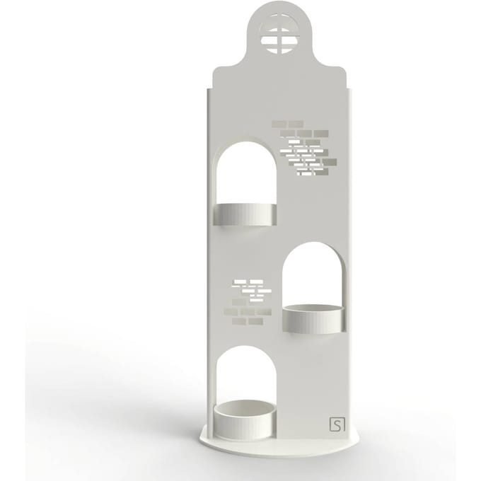 Waxinelichthouders | Grachtenpand | Theelichthouder | Medium | Wit | 3D | 3 lichtjes