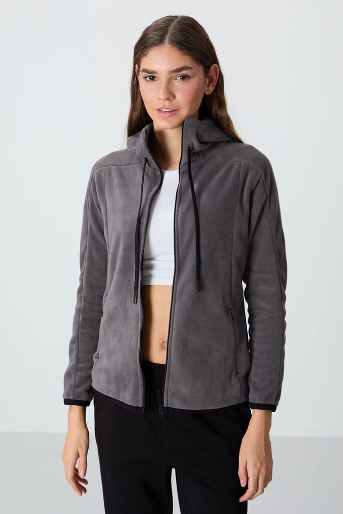 Dames Pluche Zip-up Hoodie Sweatshirt