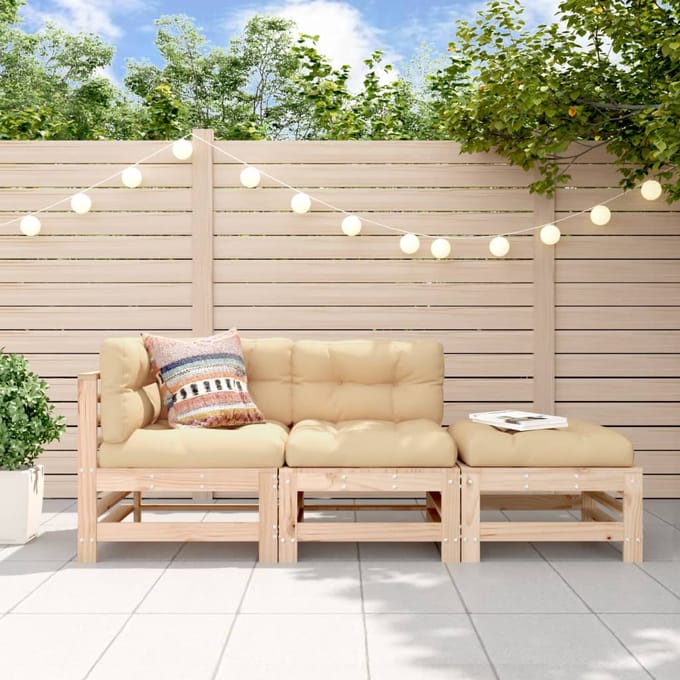 vidaXL - 3-delige - Loungeset - massief - grenenhout