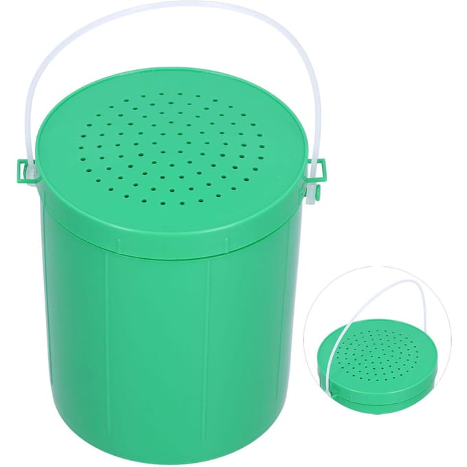 Plastic Draagbare Aasvissen Aas Regenwormen Emmer Ademende Ventilatie Tackle Box met Handvat blue