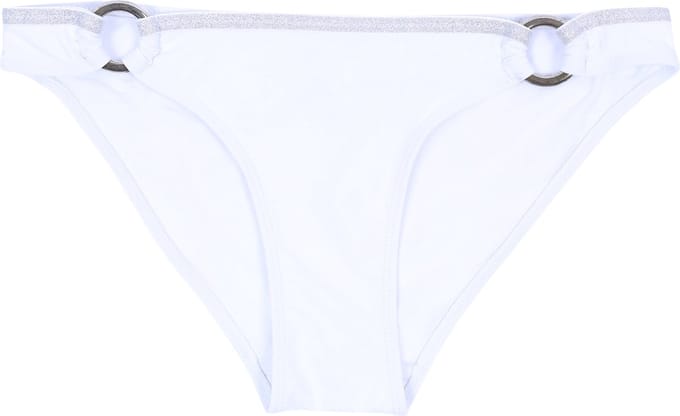 Witte bikinislip met decoratieve ringetjes