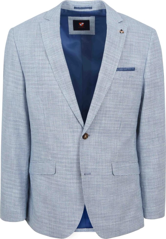 Suitable Colbert Grou Print Lichtblauw - Maat 48 - Heren blazer